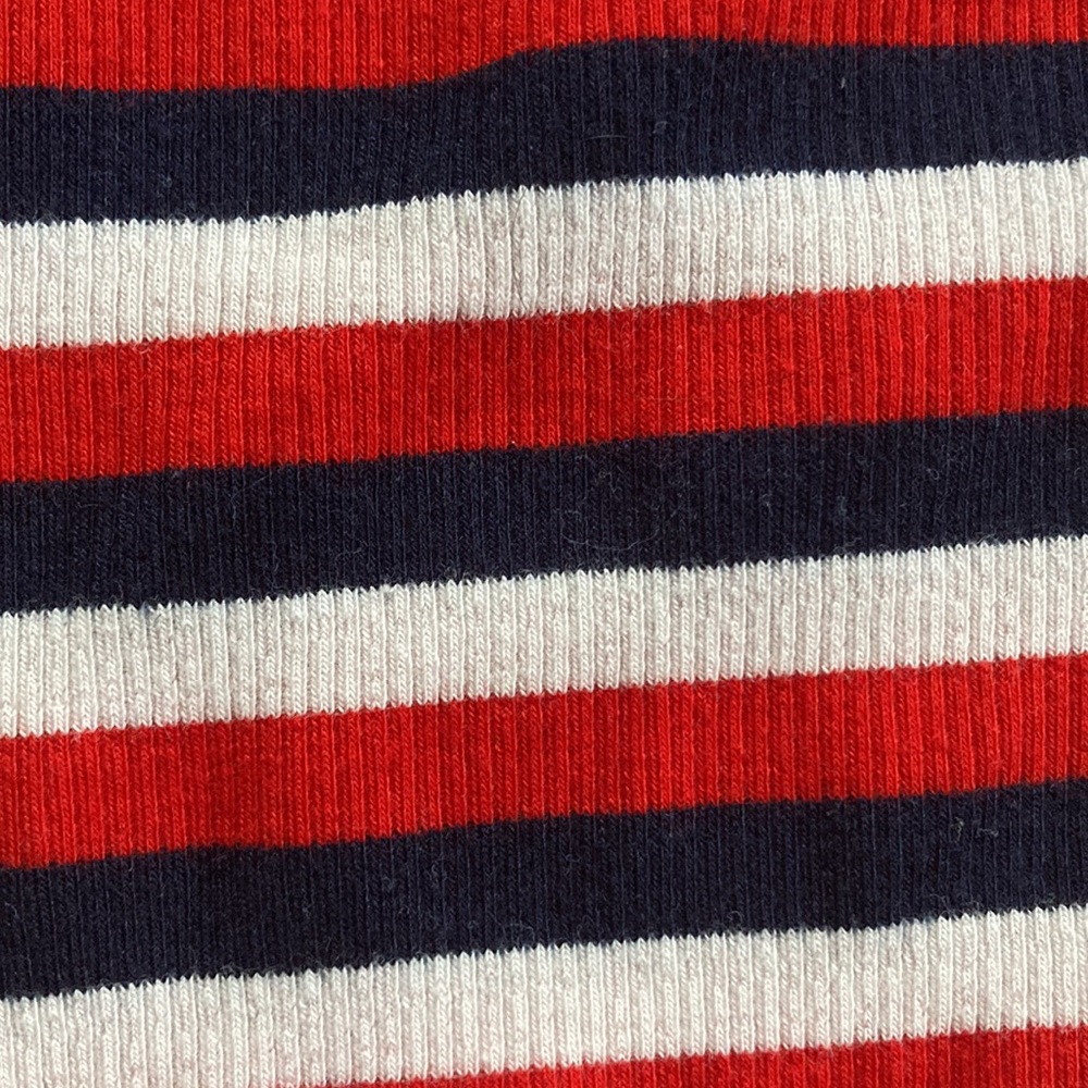 Eva Franco short sleeved red white and navy blue striped top sz S - Picture 4 of 8
